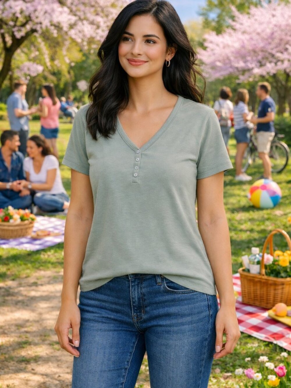 Gap Vneck Ribbed Tshirt
